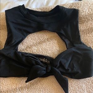 Frankie's Bikinis Ronnie Black Ribbed Top